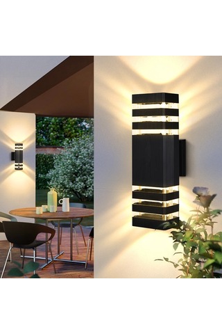 Liangmei Led Dış Duvar Işıkları E27 Yukarı Aşağı Dış Duvar Aplik Ahşap