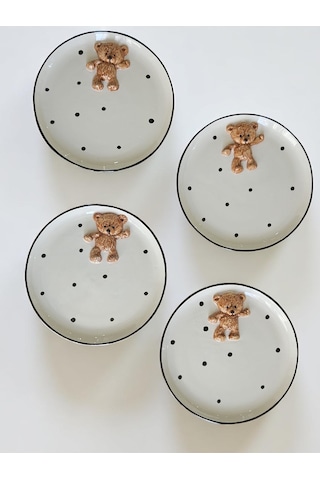 Teddy Bear 4 Adet Kabartma 21cm Tabak Çok Renk