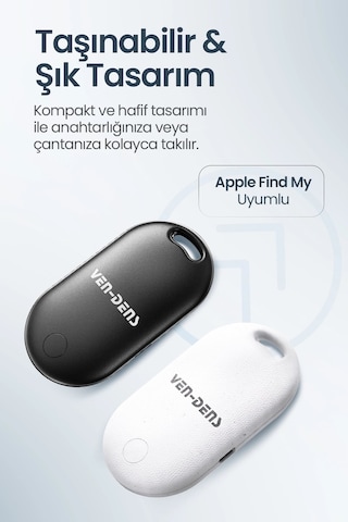 Ven-dens Vd-tag003 Find My Uyumlu Bluetooth Eşya Takip Cihazı, Anahtar, Cüzdan Ve, Beyaz
