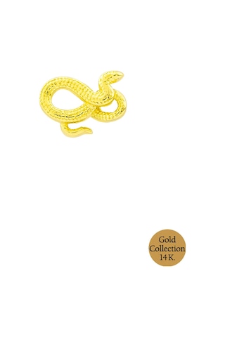 So Chic Minimal Altın Serisi 14 Ayar Sarı Altın Yılan Figürlü Tragus Piercing Altın
