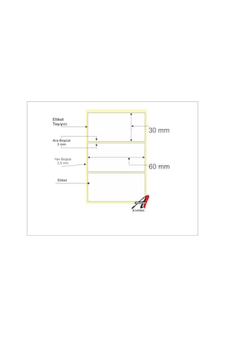 A1 Etiket 30 X 60 MM Barkot Etiketi Termal 1000'li 10 Rulo