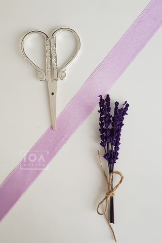 Nişan Makası Gümüş Renk Mor Lavanta Kuru Çiçek Demeti