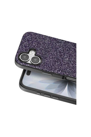 Sptmgldı Onegif Apple Apple iPhone Uyumlu  17 Bright Simli Kapak - Derin Mor