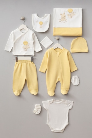 Bebitof 10parça Balonlu Tavşan Desenli Hastane Çıkışı Sarı