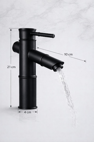 Viosa Lüx Premium Bambu Siyah Banyo Lavabo Musluğu Çeşmesi