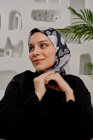 Afvente Yaprak Desen Gri Soft - Pamuk Eşarp