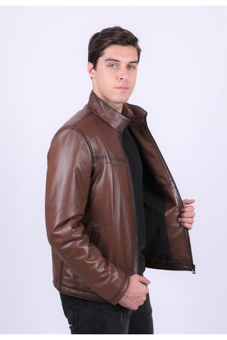 New Zaya Leather Erkek Açık Kahverengi Deri Mont (468603729) Açık Kahverengi