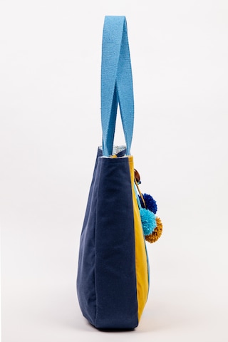 Fabric Craft Bag Omuz Çantası Kadın Duck Kumaş Desenli Büyük Boy Günlük Çanta Mavi - Sarı