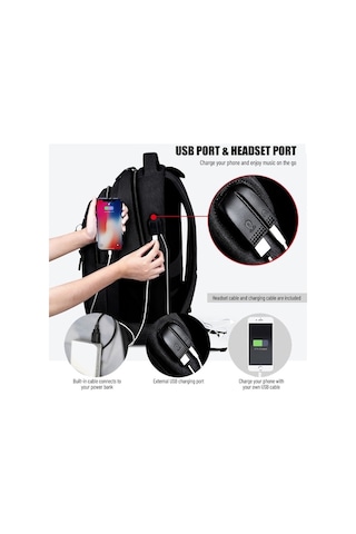 Createtech Yan Çanta Bilgisayar Omuz Askılı Seyahat Çantası 18-49 İnç Usb Bölmeli Çok renkli