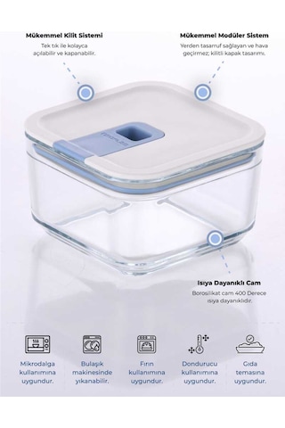 Neoflam Perfect Seal Kare Cam Saklama Kabı 350 Ml-7409