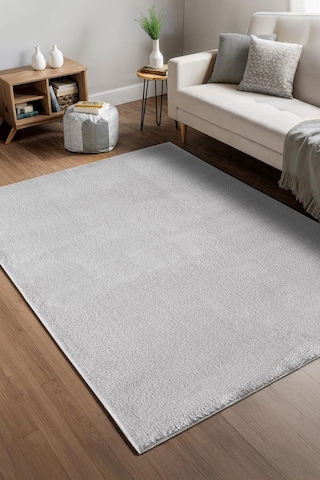 Softy Gri Yıkanabilir Kaymaz Taban Bambu Yumuşak Dokulu Peluş Kesme Halı Mutfak Koridor Salon Halısı