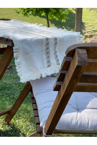 Dnc Home Tekstil Ndchome Püsküllü Ara Dantelli Runner 40 X 80 Tekli Krem