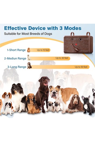 Qingmipy Dışarıda Kullanıma Uygun Ultrasonik Köpek Havlama Engelleme Cihazı - Otomatik Frekans Değiştirme, 50 Ft Menzil, Kahverengi