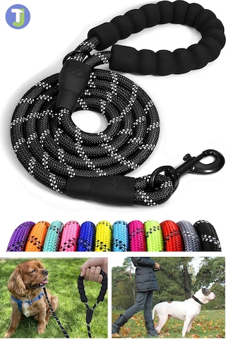 Technojet Köpekler için Gezdirme Tasması Kayışı Reflektörlü 130 c Siyah