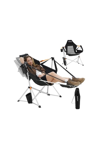 Kingcamp Orchid Lux Ayak Dayamalı & Salıncaklı Hamak Kamp Sandalyesi Bl/grey Gri - Siyah