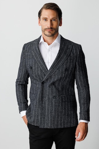 Erkek Siyah Slım Fıt / Dar Kalıp Geniş Kırlangıç Ceket-20007 Siyah