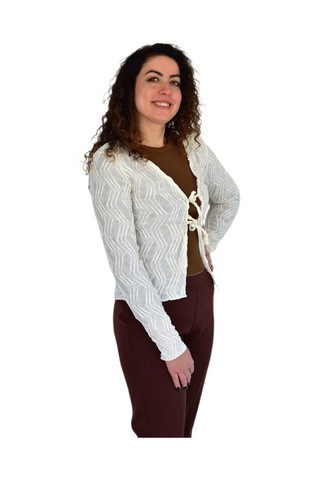 Kadın Yazlık Otantik Bürümcük Hırka Bgl-st04246 Krem