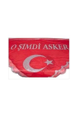 Hadpols Single Sword "o Şimdi Asker" Yazılı Kırmızı Asker Şalı Erkek Aksesuarı Parti Malzemesi Hatıra Ürünü