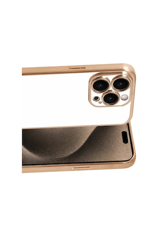 Newface - 884 - Apple iPhone Uyumlu 15 Pro Max Razer Lensli Silikon - Csmo-tex - - Gold