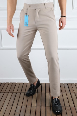 Classics Men Erkek Düz Kesim Kaliteli Esnek Likralı Bilek Boy Kumaş Pantolon-7202 Krem