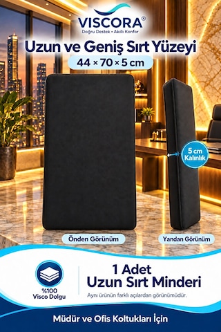 Visco Uzun Sırt Destek Minderi Müdür Ve Ofis Koltuğu İçin 70 Cm Sırt Yastığı