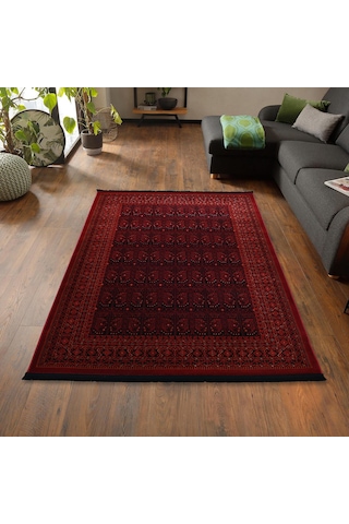 Afgan Türkmen Otantik Desenli Dokuma Kırmızı Oturma Odası Salon Mutfak Halısı Yolluk 0024a Kırmızı