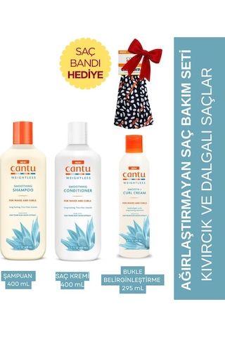 Cantu Weightless Ağırlaştırmayan Şampuan+saç Kremi+ Bukle Kremi -saç Bandı Hediye