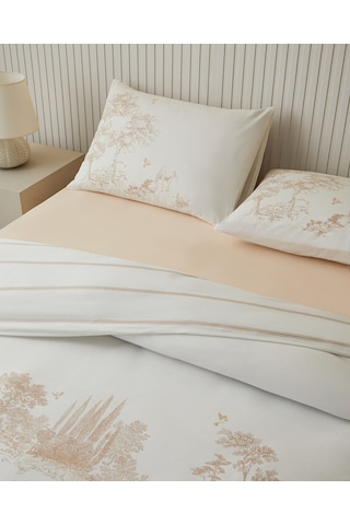 English Home Garden Toile Pamuk Tek Kişilik Nevresim Takımı 160x220 Cm Bej