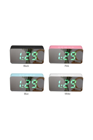 Dijital Renkli Rgb Led Aynalı Çalar Saat Usb/pil İle Çalışan Masaüstü Termometre Saat Ayarlanabilir Aydınlatma 3 Alarm Erteleme Fonksiyonu Usb Şarj Fonksiyonu--mavi