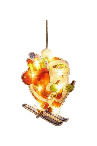 Novahub Noel Baba Kayak Yapan Led Işık Pencerede Kullanım Dekorasyon Pil Dahil Değil