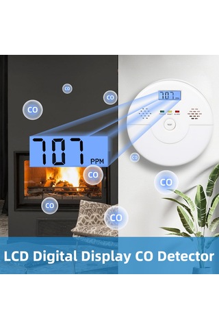 Symbee Taşınabilir Co Dedektörü - Yüksek Hassasiyetli Elektrokimyasal Sensörlü, Lcd Ekranlı, 999ppm Algılama, Sesli-ışıklı Alarm