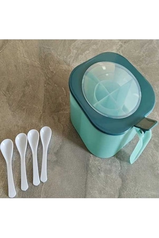 Trendooze Gaojunshop01 Mavi Yeşil 4lü Büyük Kapasiteli Baharat Kutusu Seti Kapaklı Kaşıklı Mavi Yeşil Ev Baharatları İçin İyil Mavi - Yeşil