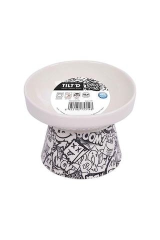 M-pets Urban Style Seramik Kedi Mama Ve Su Kabı Siyah Beyaz 350 Ml 15x14,5x11,5 Cm 244-51021.02