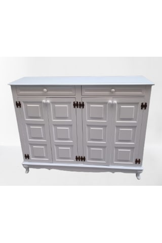 Ayakkabılık Kareli Çok Amaç Model Parlak Beyaz 2 Kapı 2 çekmece