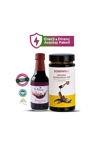 Mor Aronya Suyu 250 Ml & Organik Keçiboynuzu Özü 640 Gr 2'li Avantaj Paketi