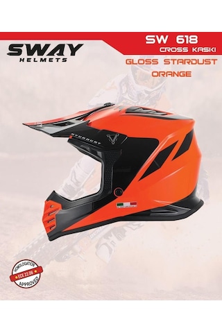 Sway Stardust Full Face Tam Korumalı Kask 53-54cm Turuncu - Siyah