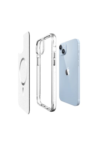 Bix iPhone Uyumlu 14 Plus / 15 Plus Magsafe Simli Kılıf Shock Pocket Darbe Emici Teknolojili Çizilmeye Dayanıklı Simli Şeffaf