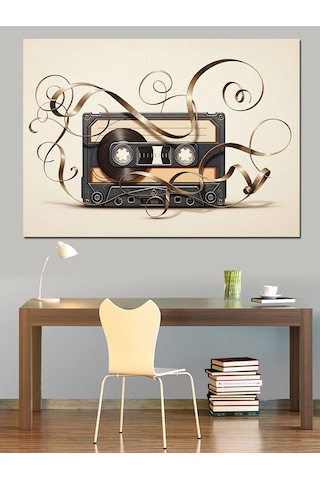 Kaset Çalar Vintage Müzik Dekoratif Kanvas - Mdf Ahşap Tablo