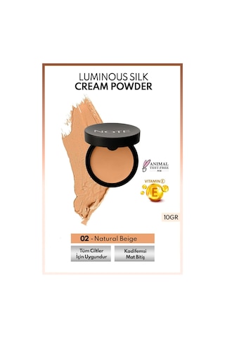 Note Cosmetique Luminous Silk Cream Powder Patakrem Mat Bitişli Pudra Fondöten - 02 Natural Beige