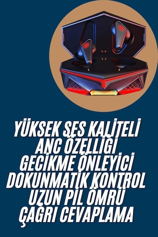 Tek Profesyonel Tws Işıklı Kablosuz Bluetooth Kulaklık Oyuncu Kulaklığı Yeni Nesil Najmaddin