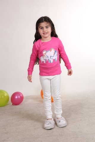 Teenyweenykids Fil Baskı Pijama Takımı Koyu Pembe Koyupembe