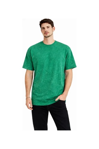 Veraura Lifestyle Erkek Asit Yıkama Bisiklet Yaka Kısa Kollu Oversize T-shirt Tişört - Yeşil
