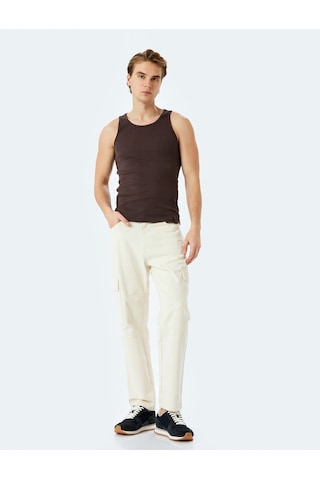 Koton Bisiklet Yaka Slim Fit Kolsuz Basic Atlet Kahverengi 5sam30003mk Kahve Kahverengi