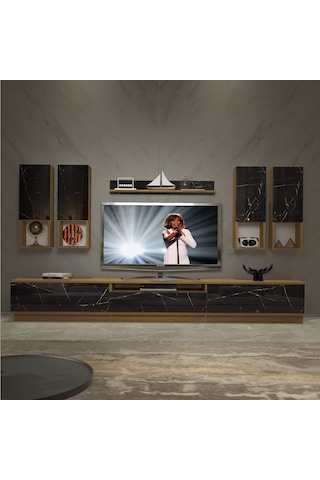 Decoraktiv Trendstyle 8das Mdf Tv Ünitesi Tv Sehpası Pera - Siyah Mermer
