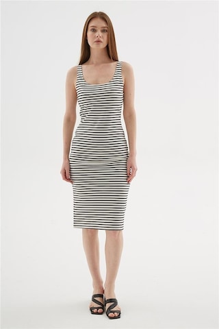 Fashion Friends Kare Yaka Kadın Midi Elbise 25y0299k1 Ekru