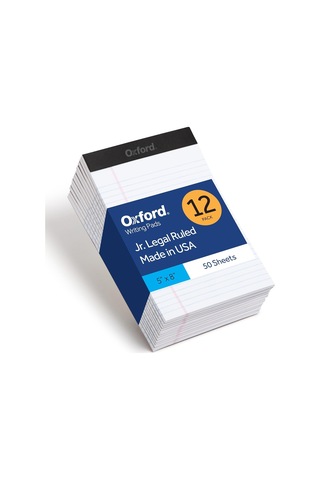 Oxford 5 X 8 Yasal Ped, 12'li Paket, Dar Çizgili, Beyaz Kağıt, Yazı Defteri Başına 50 Yaprak, Abd'de Üretilmişti Çok Renkli