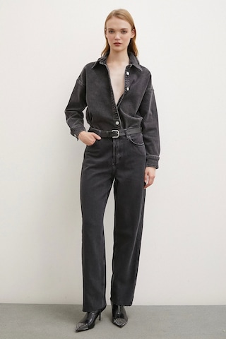 Never More Yüksek Bel Kesik Paça Mom Jean Siyah Siyah