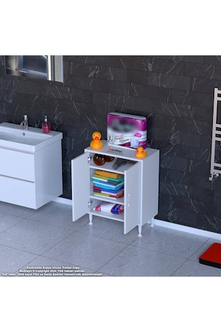 Modilayn Söke Küçük Alanlar İçin Akıllı Çözümler 60x75x32,5 Cm Lik 2 Kapaklı 3 Göz Raf Dolap Beyaz