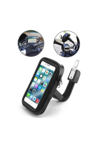 Thentech Motorsiklet Bisiklet Atv İçin Gidona Sabitlenebilir Sağlam Su Geçirmez Dayanıklı Telefon Standı Siyah