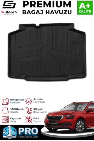 S-dizayn Skoda Kamiq 3d Pro Bagaj Havuzu 2019 Üzeri A+ Kalite